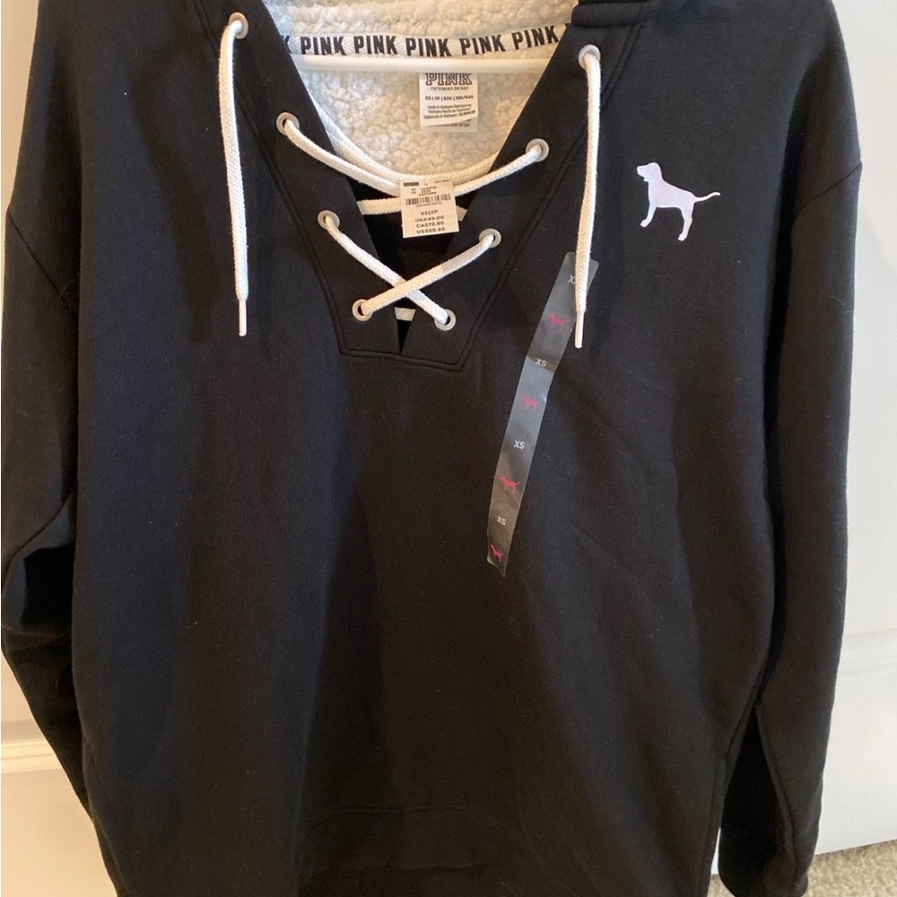 Victoria's Secret Pink Black Over Size Hooded Sweatshirt